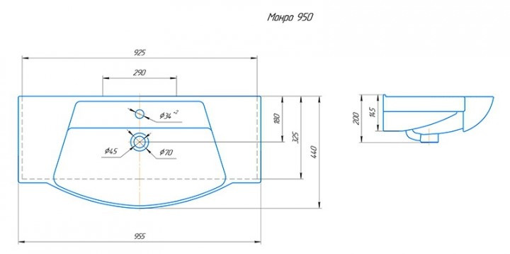 Умывальник мебельный KIROVIT Монро 950 - миниатюра №2