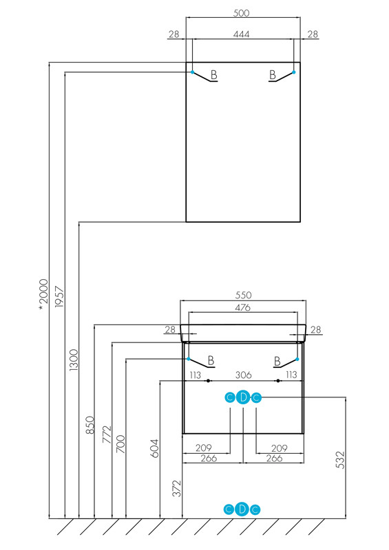 Тумба подвесная  55 Асти Белый/ясень шимо (400 x 532 x 427) AQUATON (ум. Адриана 55) - Изображение №4