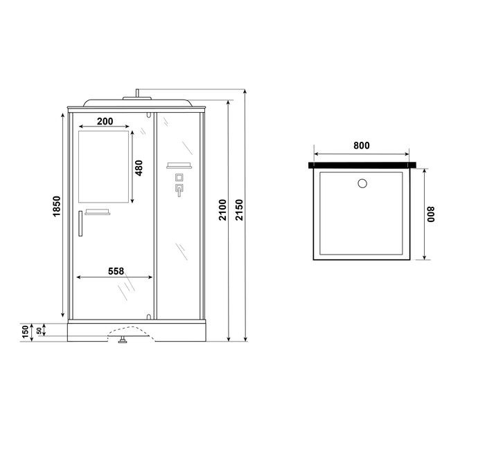 Душ.каб. Niagara Standart ST80/15Q (80х80х215) квадрат,поддон 15см,распашная,проф.белый,3 мест - Изображение №3