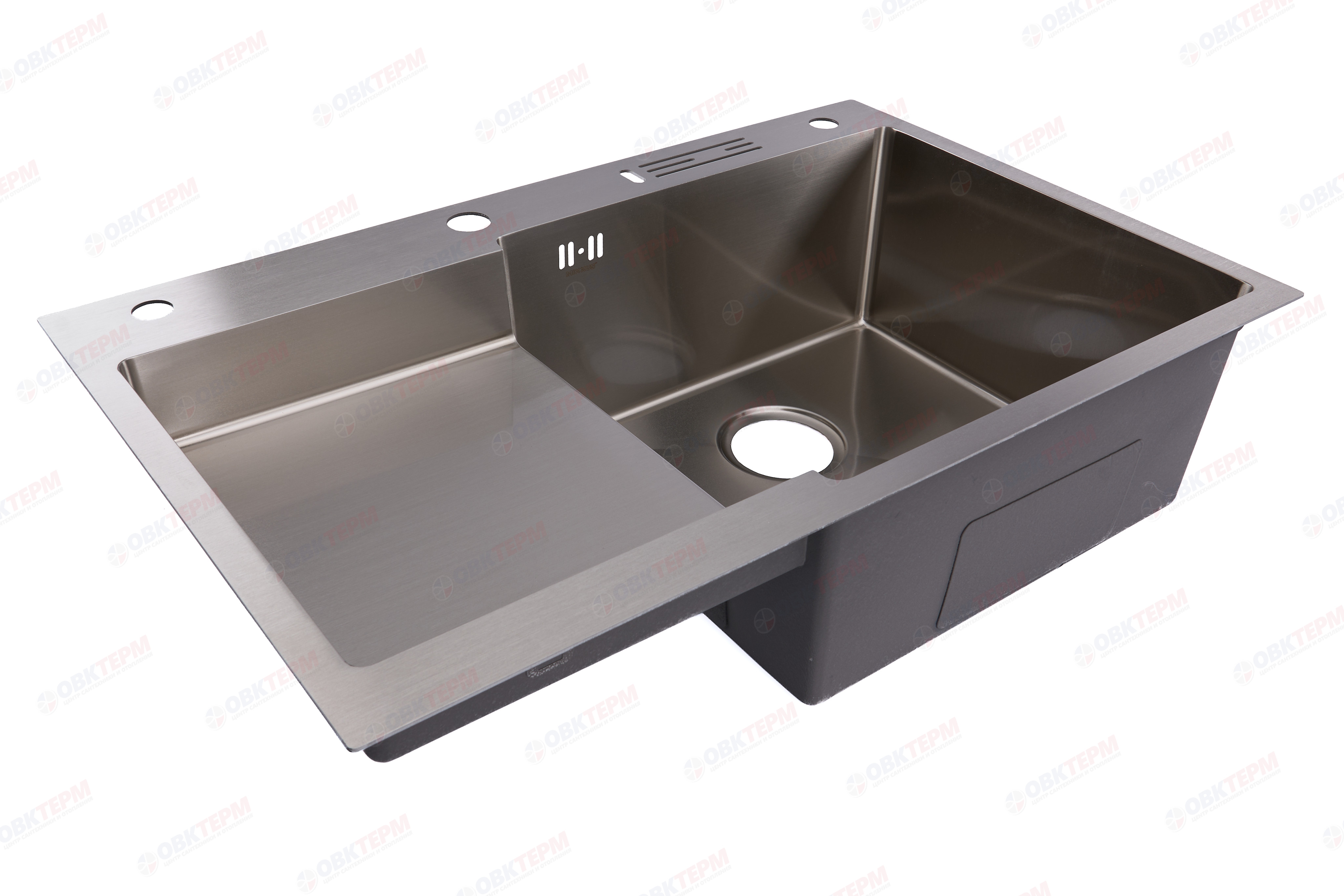 Мойка MIXXUS MH7849R-HK SS COLOR (NANO-SILVER) из нерж.ст. глуб.крыло с подст.для ножей (3.0/0.8 мм) - изображение №1