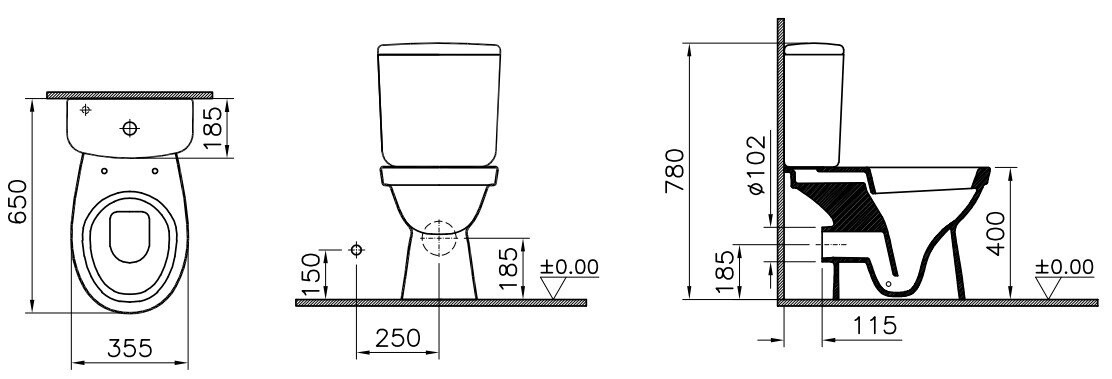 Унитаз-компакт Norm Fit (прямой выпуск, с сиденьем термопласт и микролифтом) (Ш360хВ780хГ650) - Изображение №2