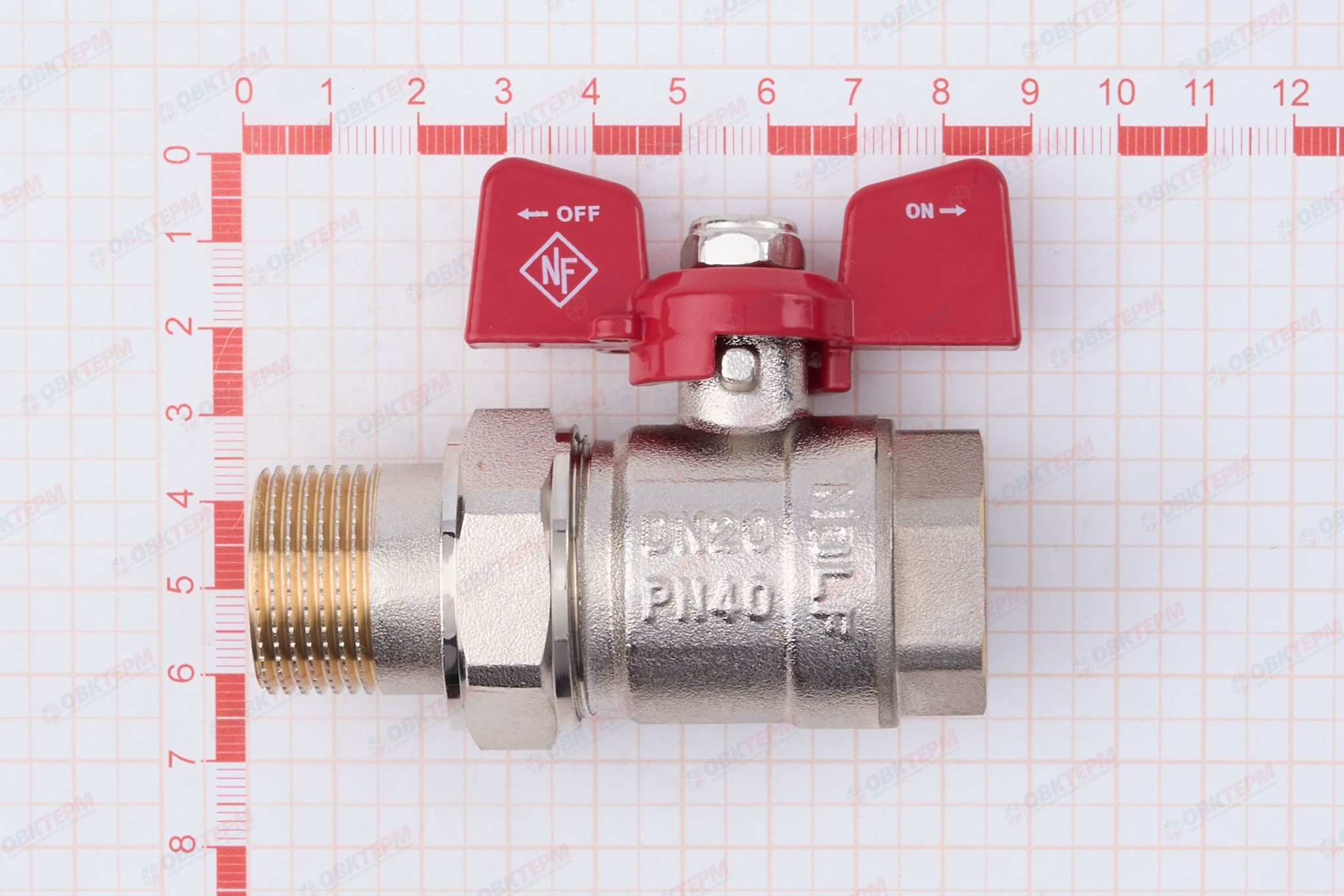 Кран шаровый  с американкой  NOLF Classic        3/4" ВН   бабочка    ПРЯМОЙ  (64/8) - миниатюра №7