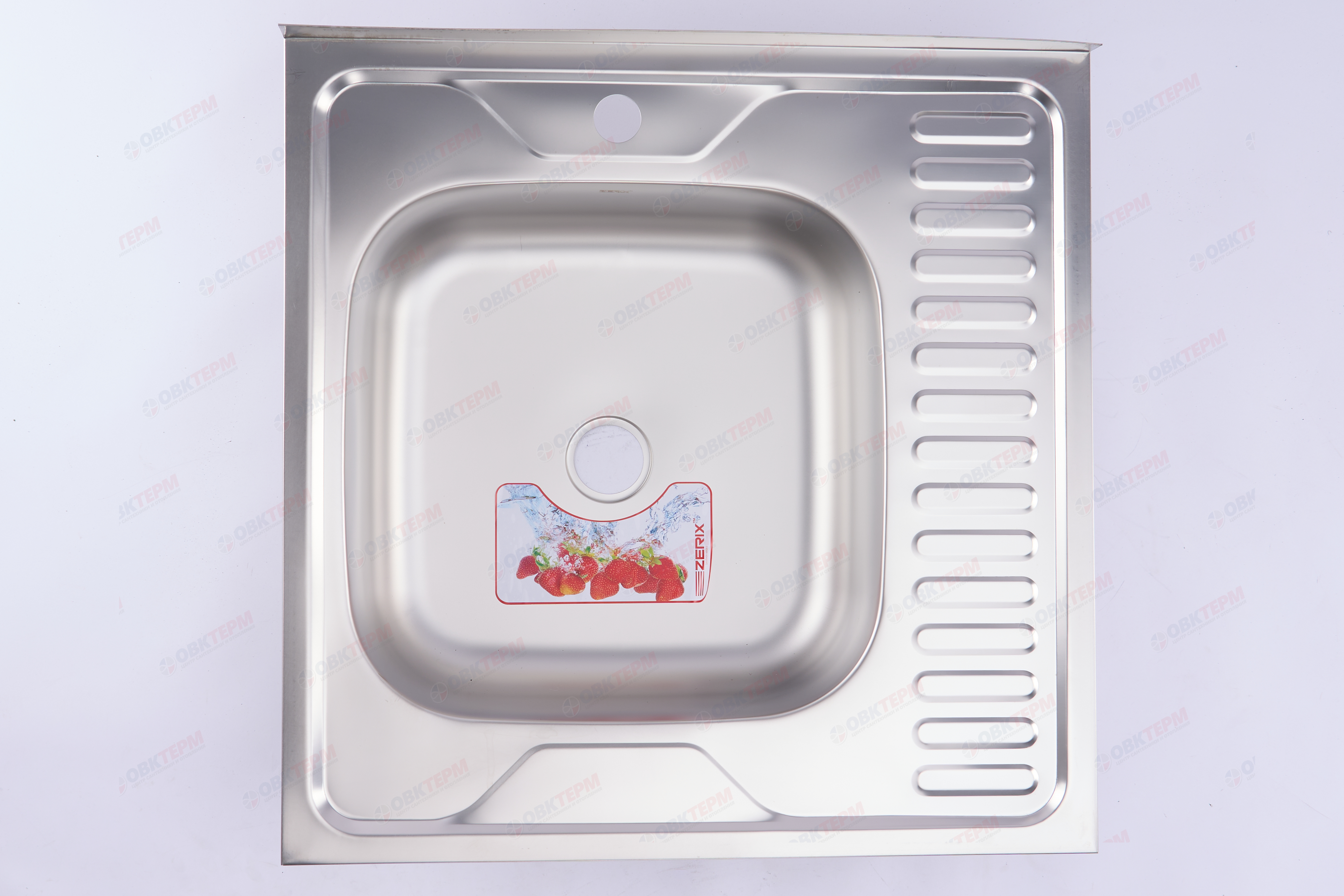 ZERIX мойка Z6060L-04-160E (SATIN) НАКЛАДНАЯ / без сифона (10шт/ящ) - миниатюра №4