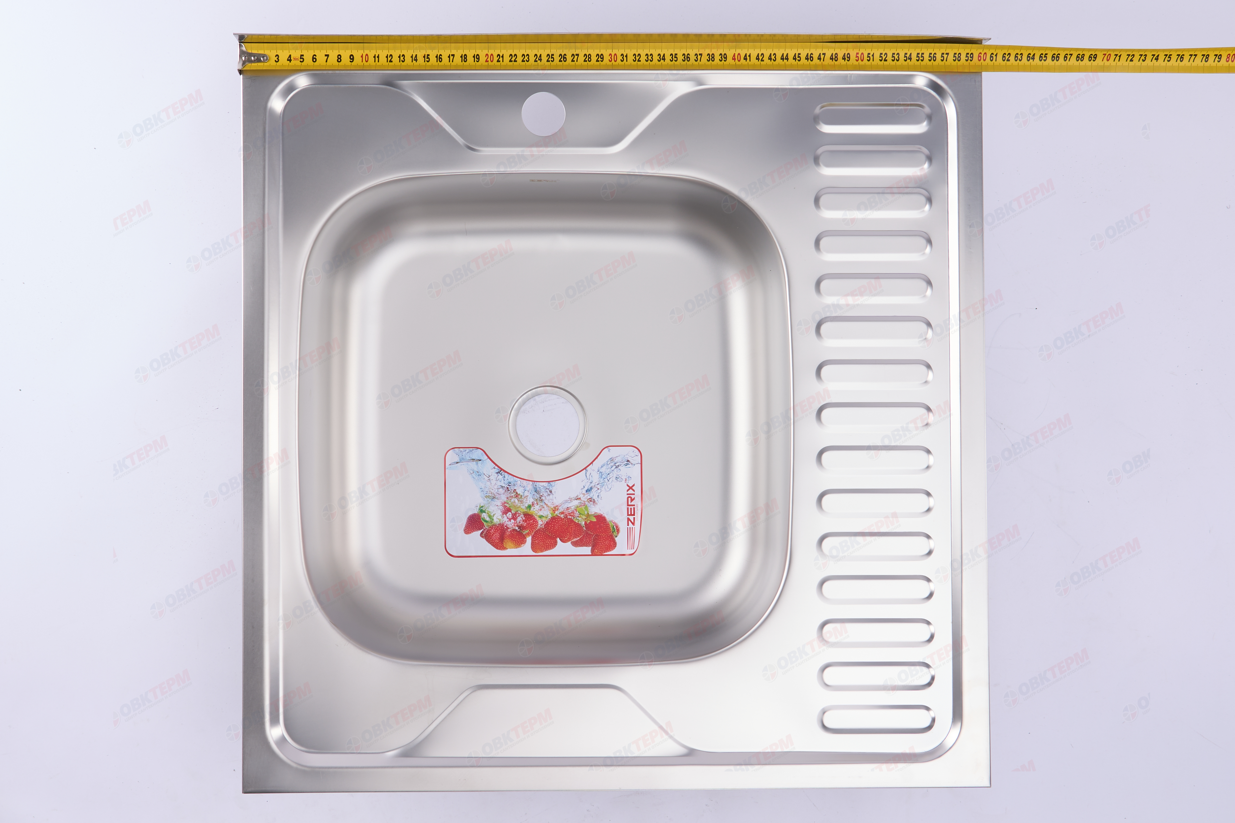ZERIX мойка Z6060L-04-160E (SATIN) НАКЛАДНАЯ / без сифона (10шт/ящ) - миниатюра №6
