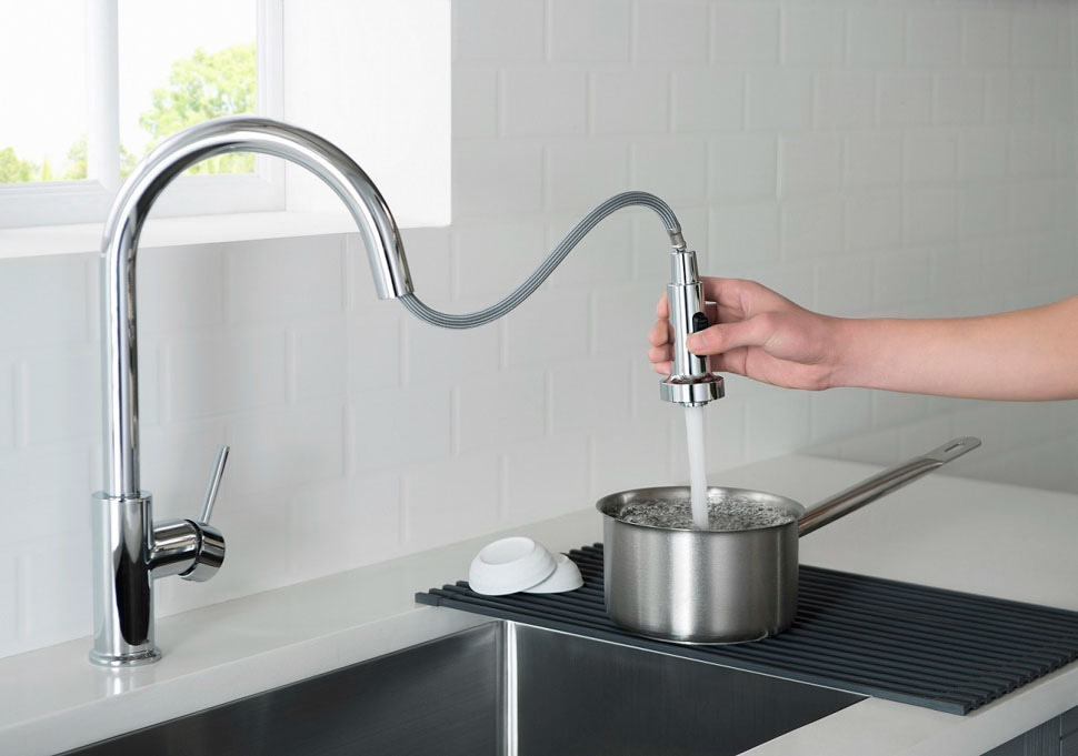 Смеситель д/кухни MIXXUS PREMIUM HANS 014 Ø40 с выдвижной лейкой (5 шт/ящ) - миниатюра №2