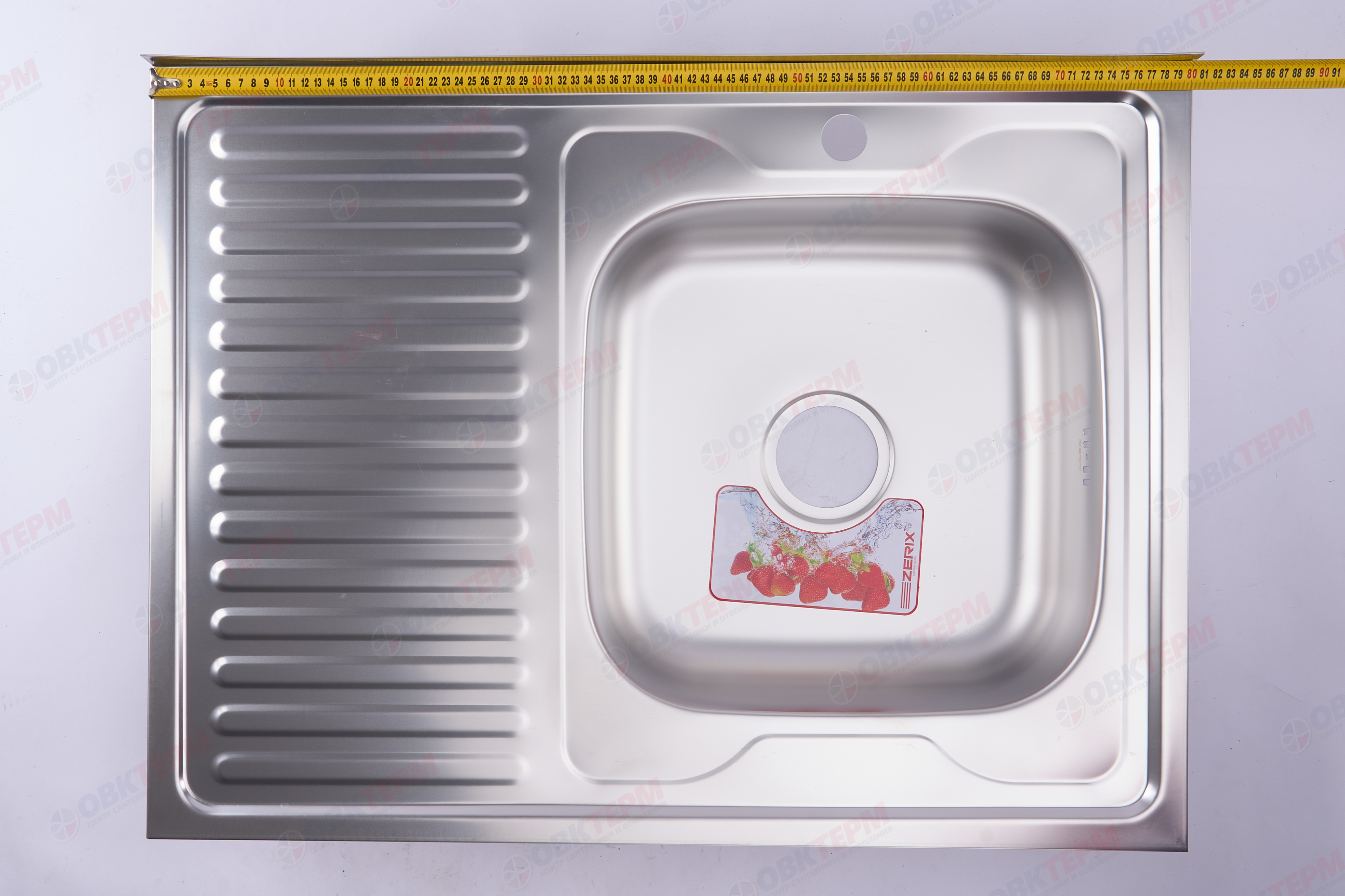 ZERIX мойка Z8060R-06-160E (SATIN) НАКЛАДНАЯ \ с сифоном (10шт/ящ) - миниатюра №6