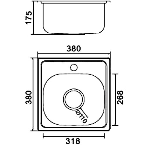 Мойка FRAP 0.6 мм F63838 38*38*17,5 глянец   (кр) - Изображение №2