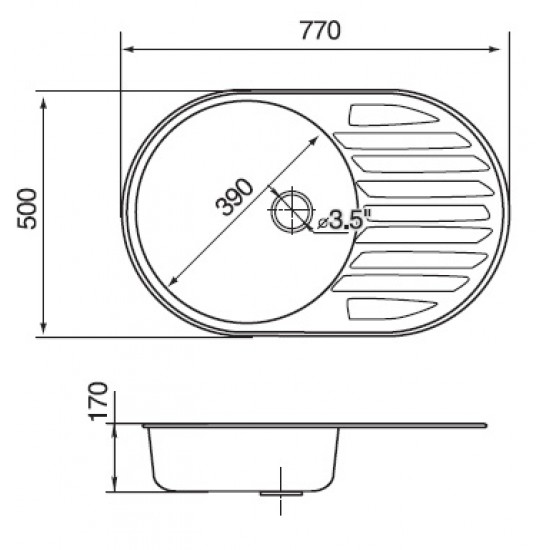 Мойка FRAP 0.6 мм FS65077   77*50*17,5 матов   (кр) - Изображение №2