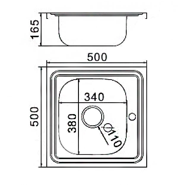 Мойка FRAP 0.6 мм F65050 наклад  50*50*16,5 глянец (левая) - Изображение №2