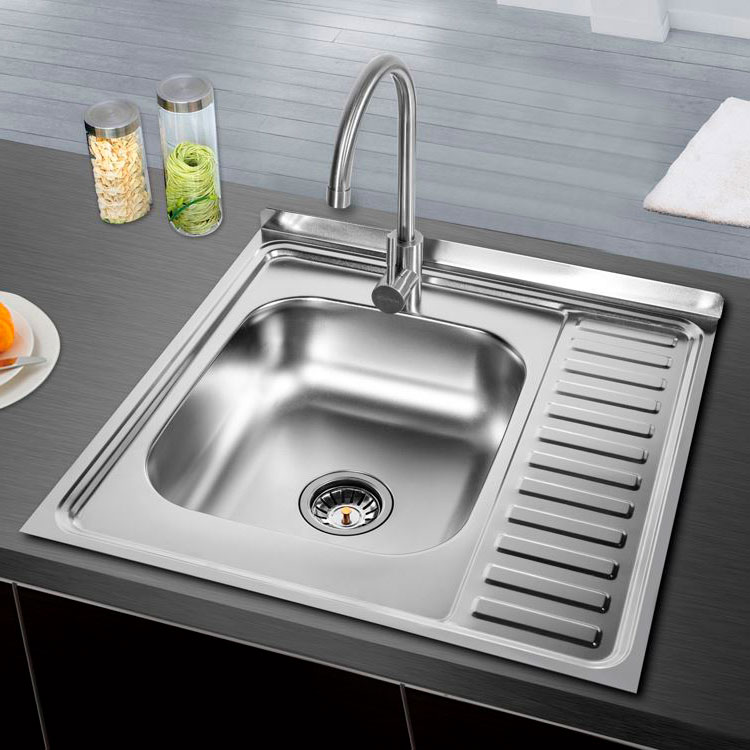 Мойка FRAP 0.6 мм наклад  60*60*16,5 декор           FD66060*   (левая) - Изображение №3