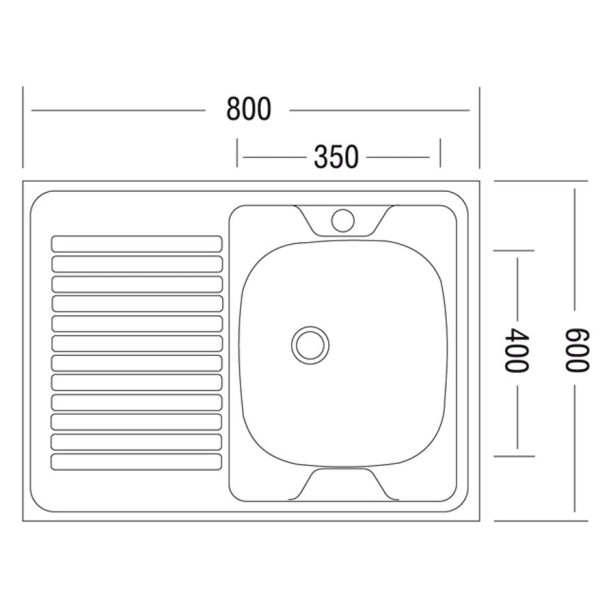 Мойка FRAP 0.6 мм F66080R* наклад  80*60*16,5 глянец (правая) - миниатюра №2