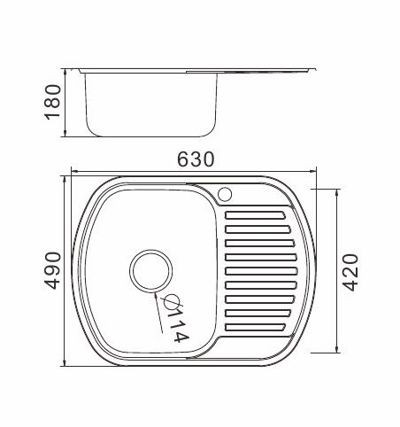 Мойка FRAP 0.8 мм          63*49*18 декор                FD4963 * (6 кр) - Изображение №2