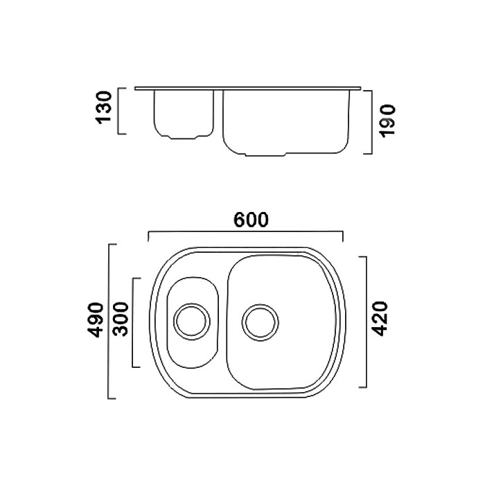 Мойка FRAP 0.8 мм двойная 60*49*19 матов          FS4960T * (8 кр) - Изображение №2