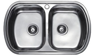 Мойка FRAP 0.8 мм двойная 77*49*19 декор          FD4977T  (8 кр) - изображение №1