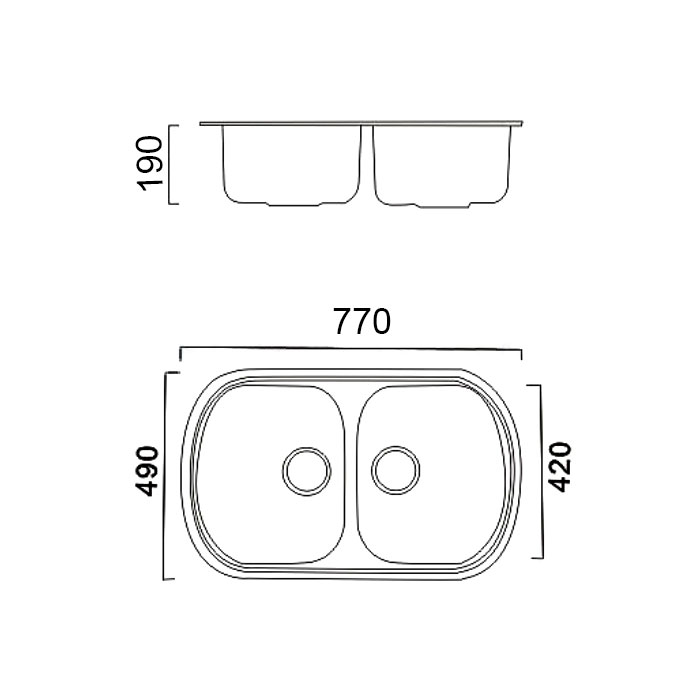 Мойка FRAP 0.8 мм двойная 77*49*19 декор          FD4977T  (8 кр) - миниатюра №2
