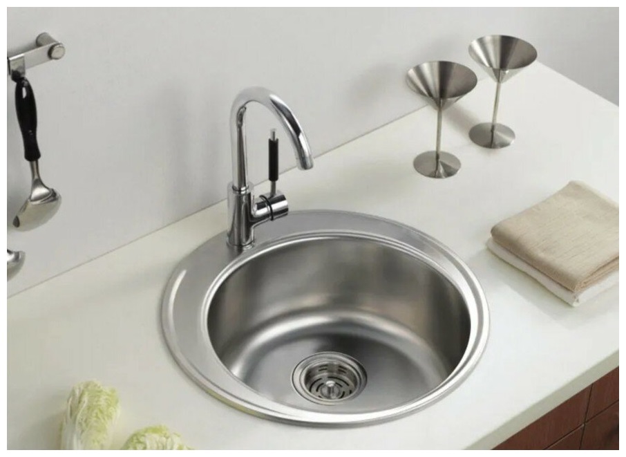 Мойка FRAP 0.8 мм FS490 круглая 49*18 матов (6 кр) - Изображение №3