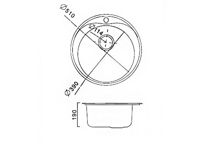 Мойка FRAP 0.8 F510 мм круглая 51*18 глянец   (6 кр) - Изображение №2