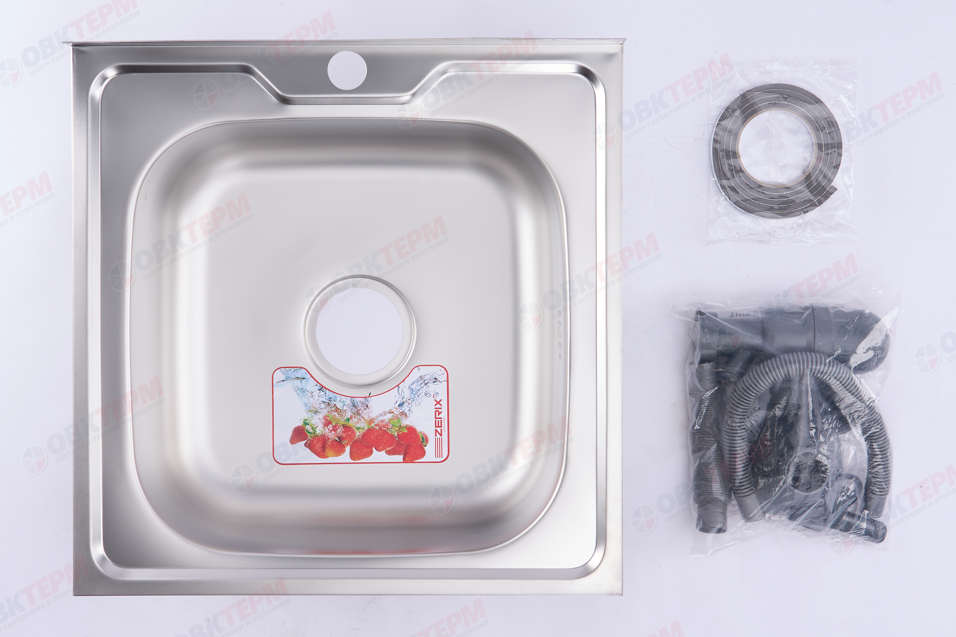 ZERIX мойка Z5050-06-160E (SATIN) НАКЛАДНАЯ / без сифона (10шт/ящ) - миниатюра №8