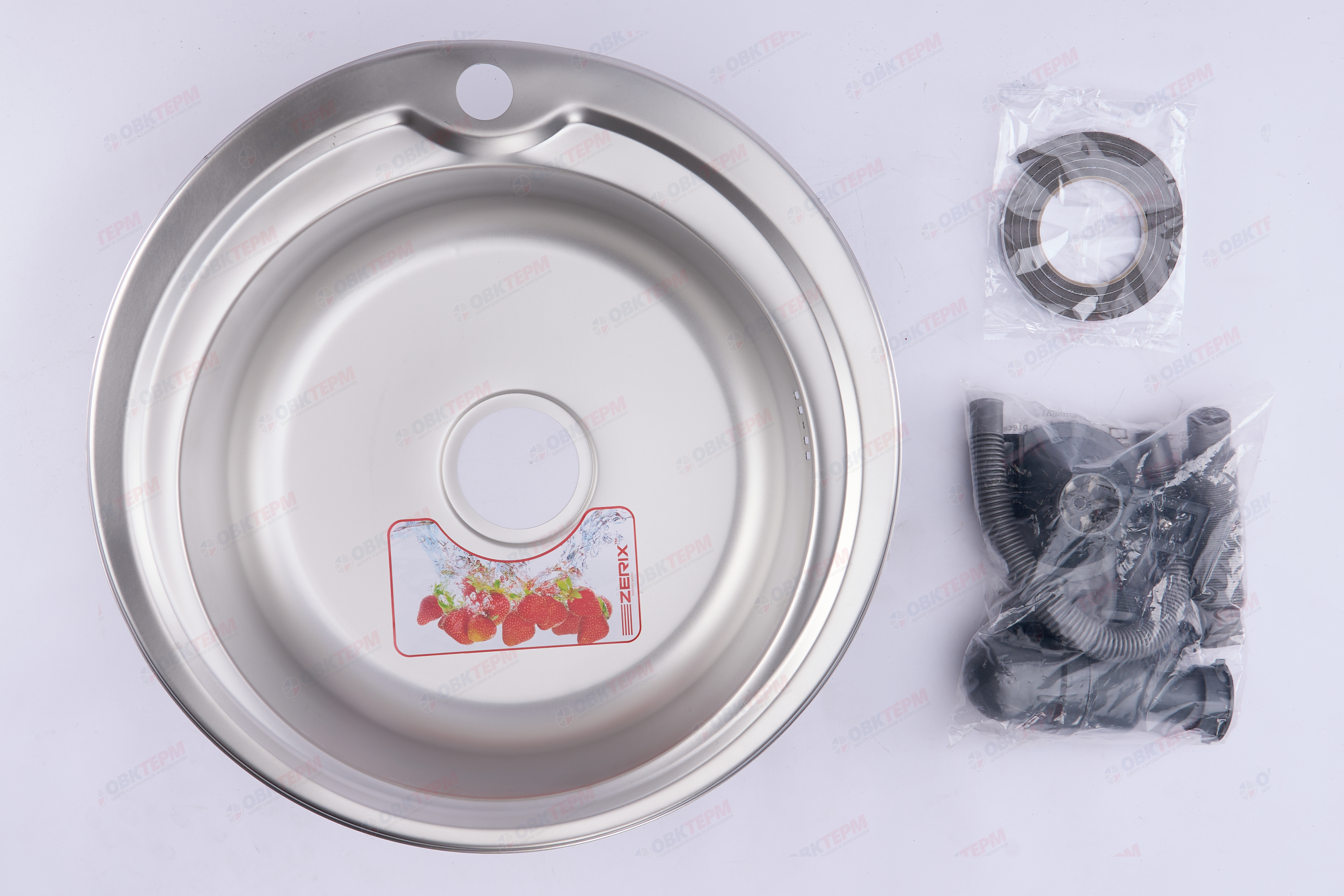 ZERIX мойка Z510-08-180E (SATIN) ВРЕЗНАЯ /сифон (10шт/ящ) - миниатюра №9