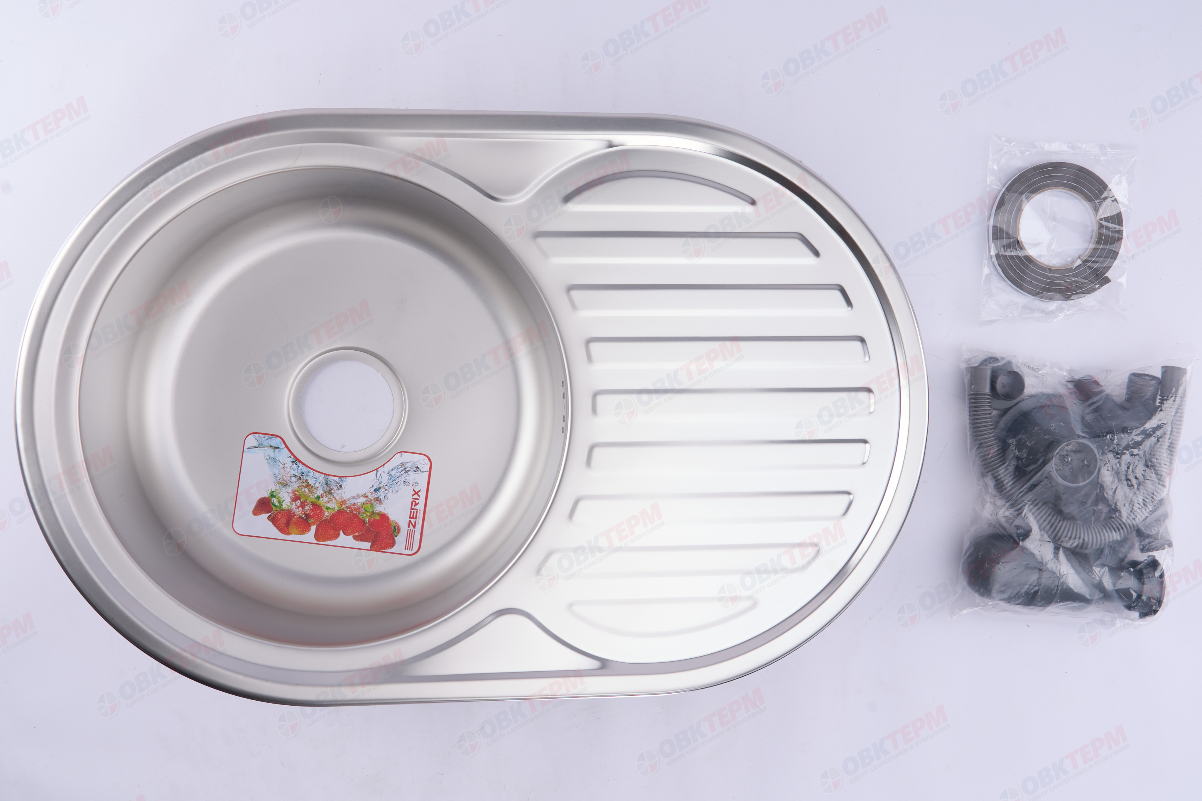 ZERIX мойка Z7750-06-180E (SATIN) ВРЕЗНАЯ /сифон (10шт/ящ) - миниатюра №4