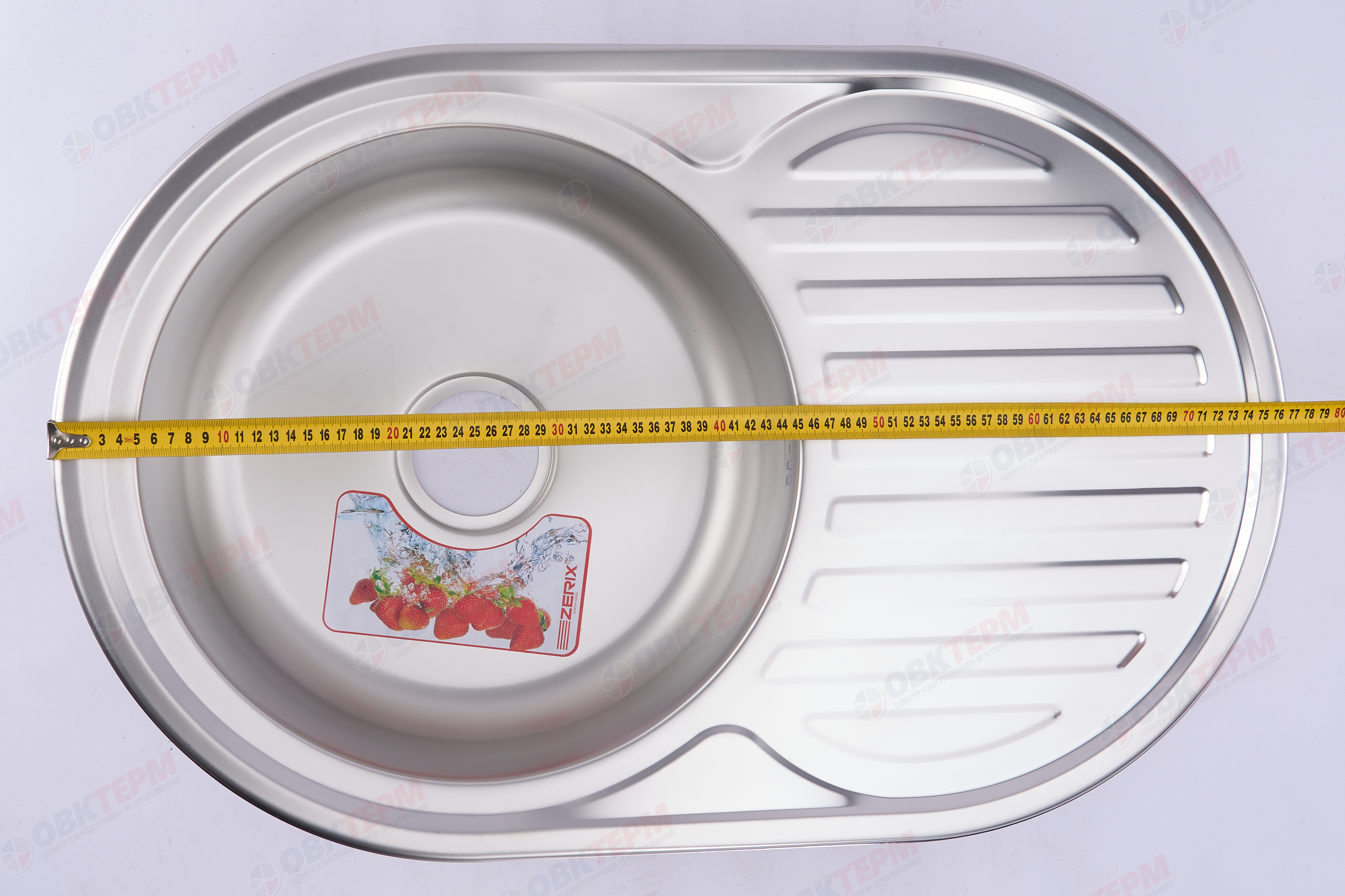 ZERIX мойка Z7750-06-180E (SATIN) ВРЕЗНАЯ /сифон (10шт/ящ) - миниатюра №5