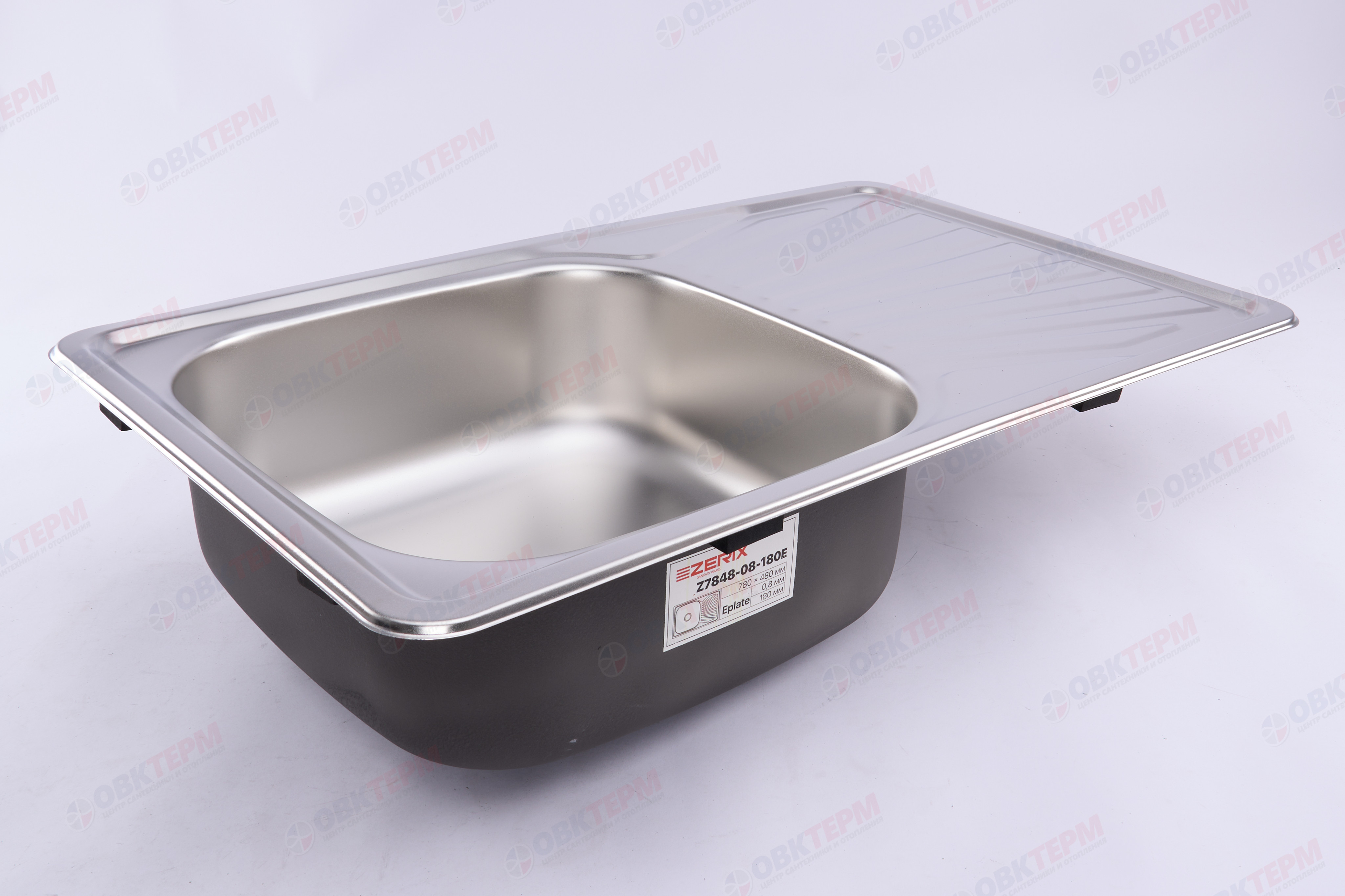 ZERIX мойка Z7848-08-180E (SATIN) ВРЕЗНАЯ /сифон (10шт/ящ) - Изображение №2