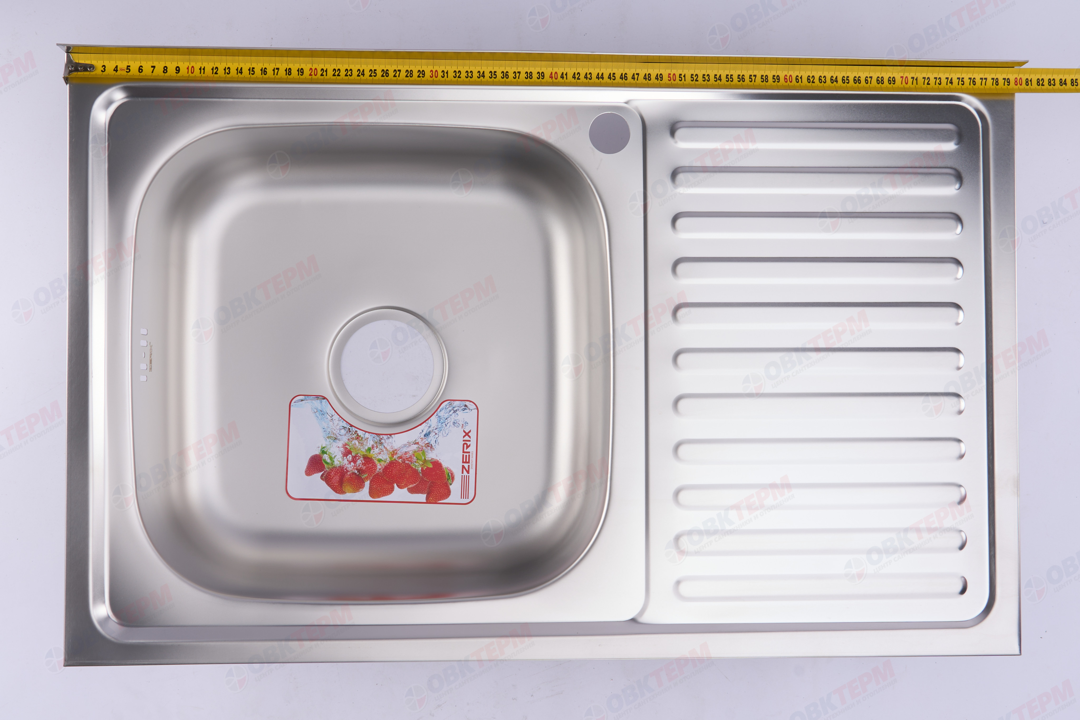 ZERIX мойка Z8050L-06-160E (SATIN) НАКЛАДНАЯ \ с сифоном (10шт/ящ) - миниатюра №7