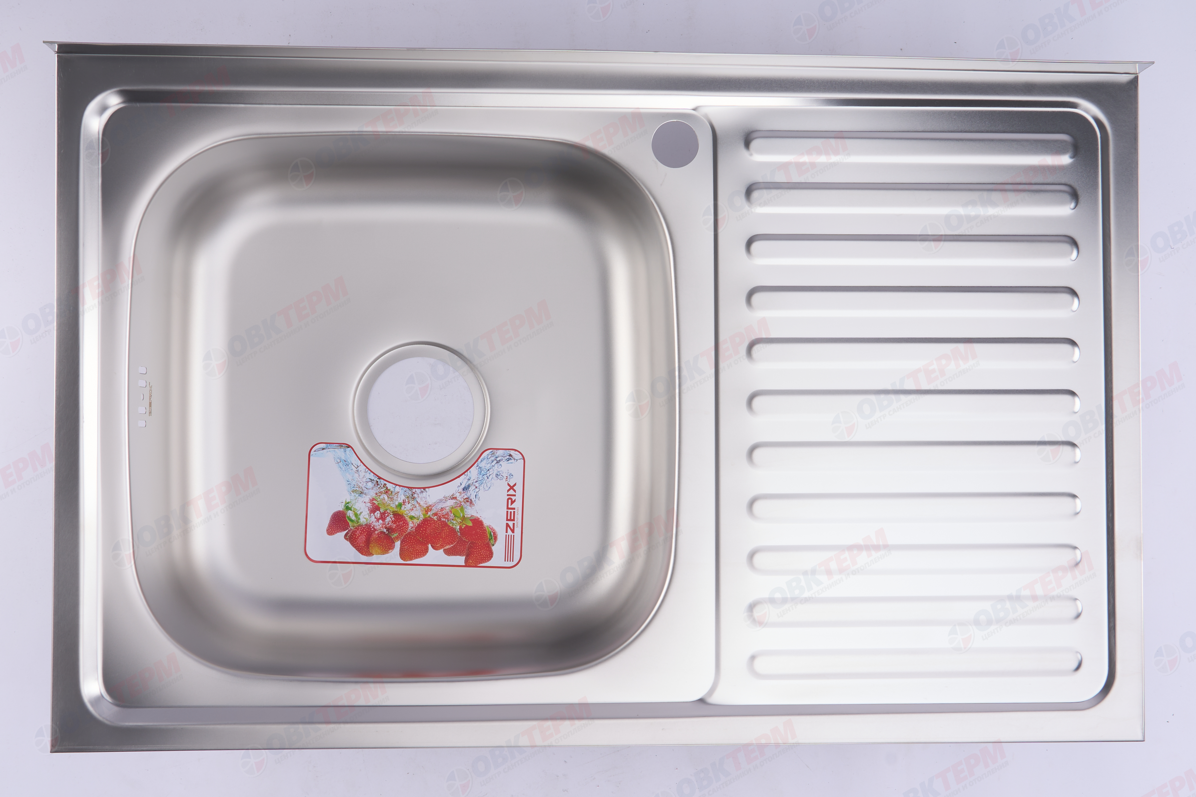 ZERIX мойка Z8050L-06-160E (SATIN) НАКЛАДНАЯ \ с сифоном (10шт/ящ) - миниатюра №9