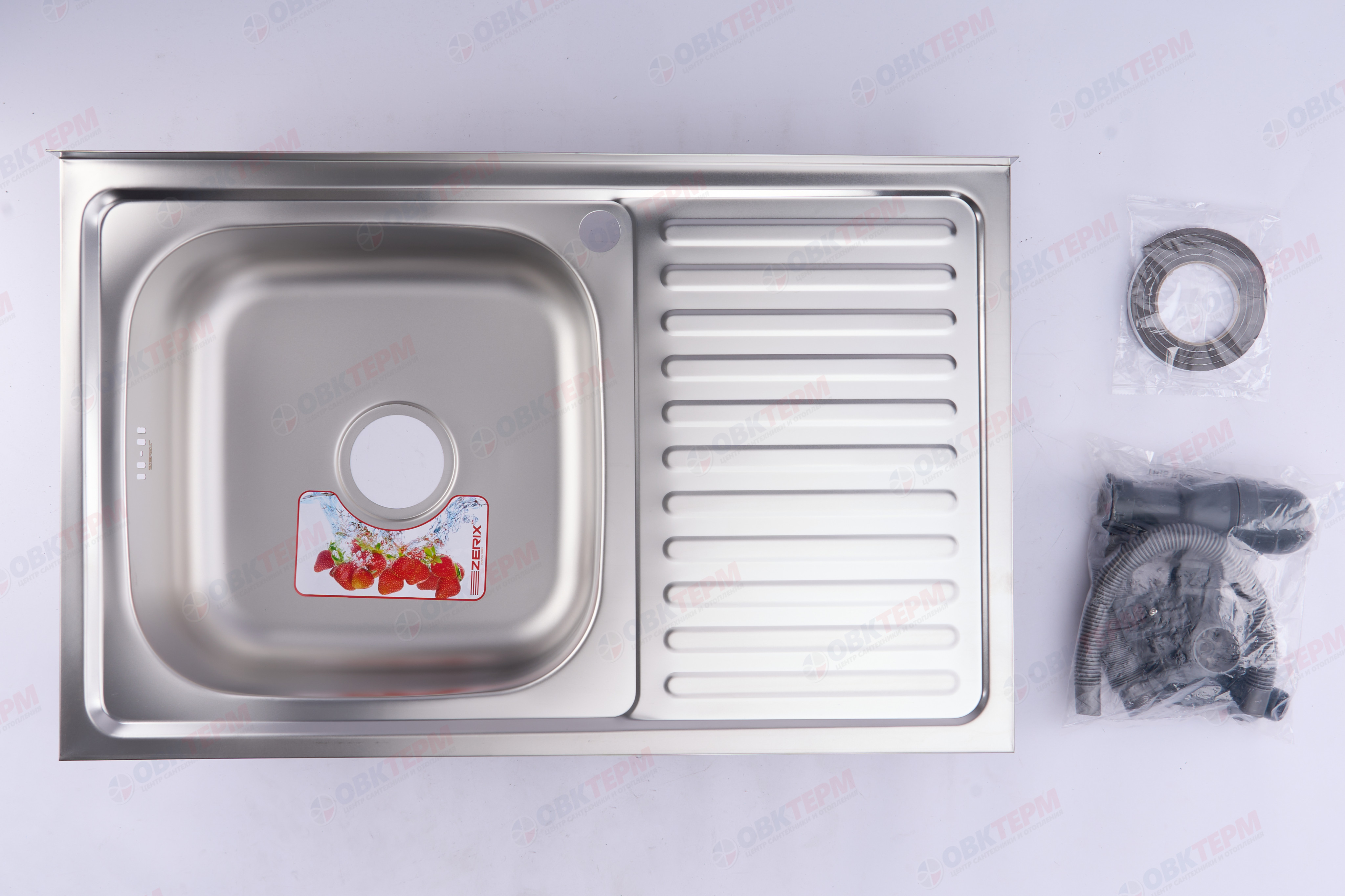 ZERIX мойка Z8050L-06-160E (SATIN) НАКЛАДНАЯ \ с сифоном (10шт/ящ) - миниатюра №10
