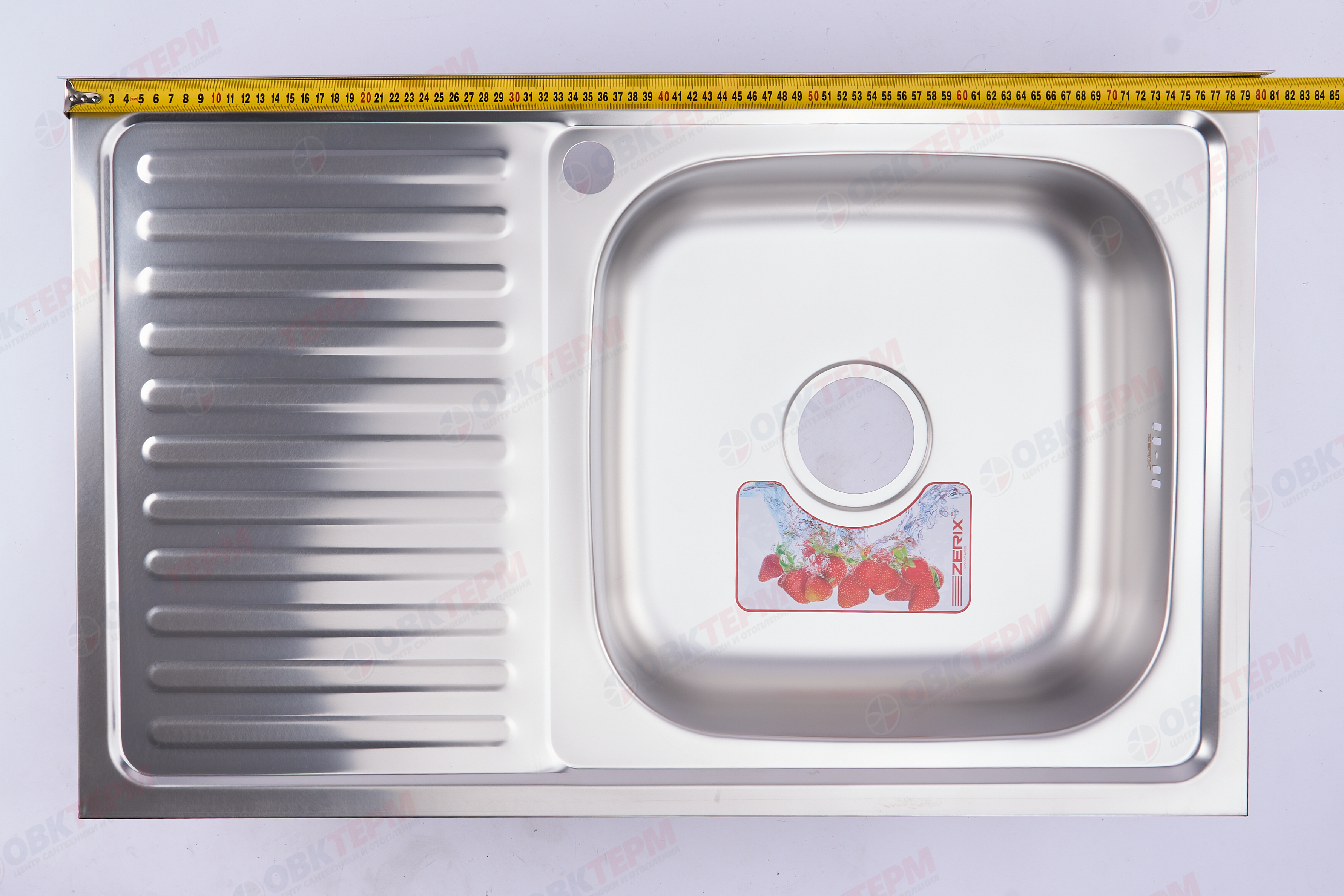 ZERIX мойка Z8050R-06-160E (SATIN) НАКЛАДНАЯ \ с сифоном (10шт/ящ) - миниатюра №8