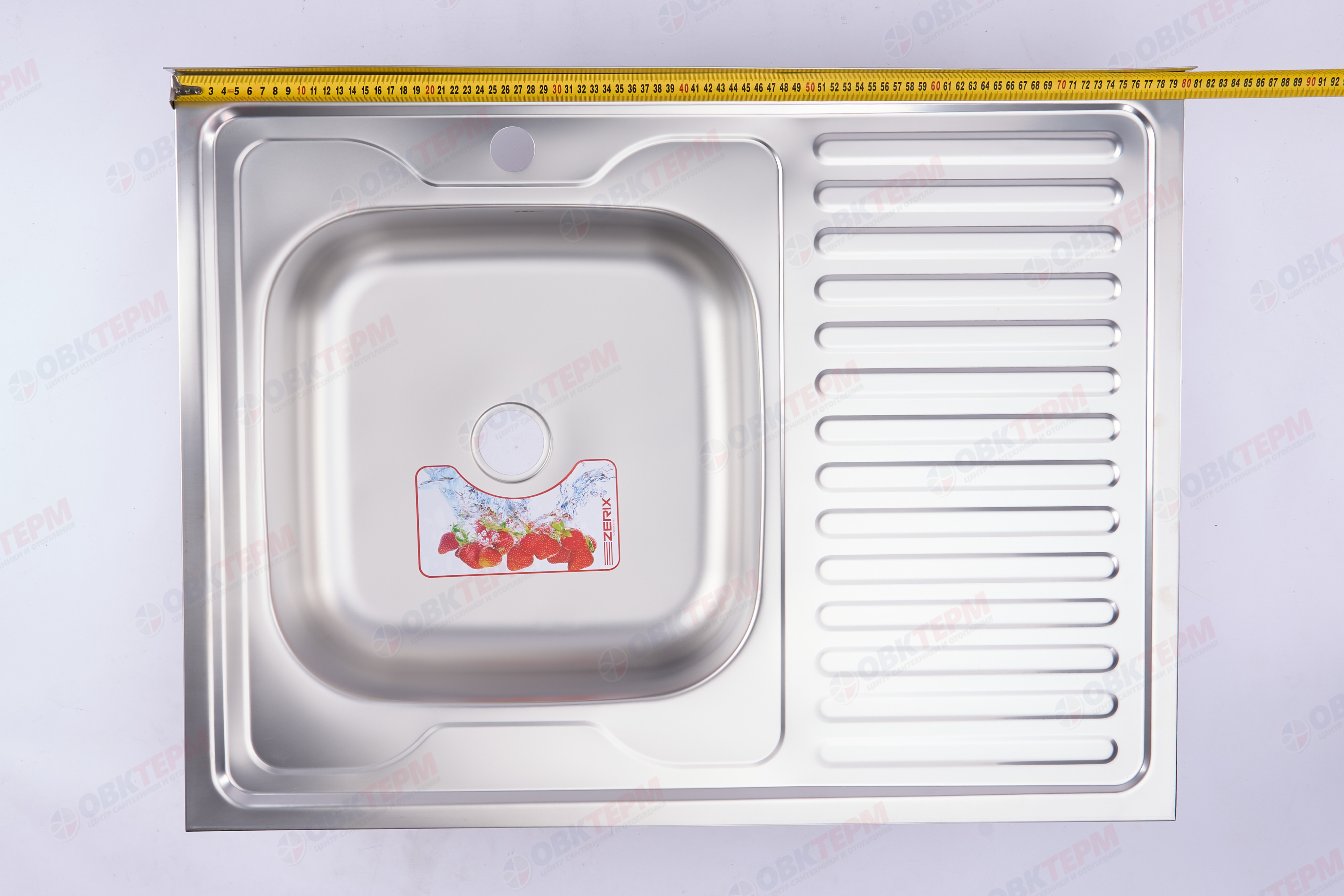 ZERIX мойка Z8060L-04-160E (SATIN) НАКЛАДНАЯ / без сифона (10шт/ящ) - миниатюра №9