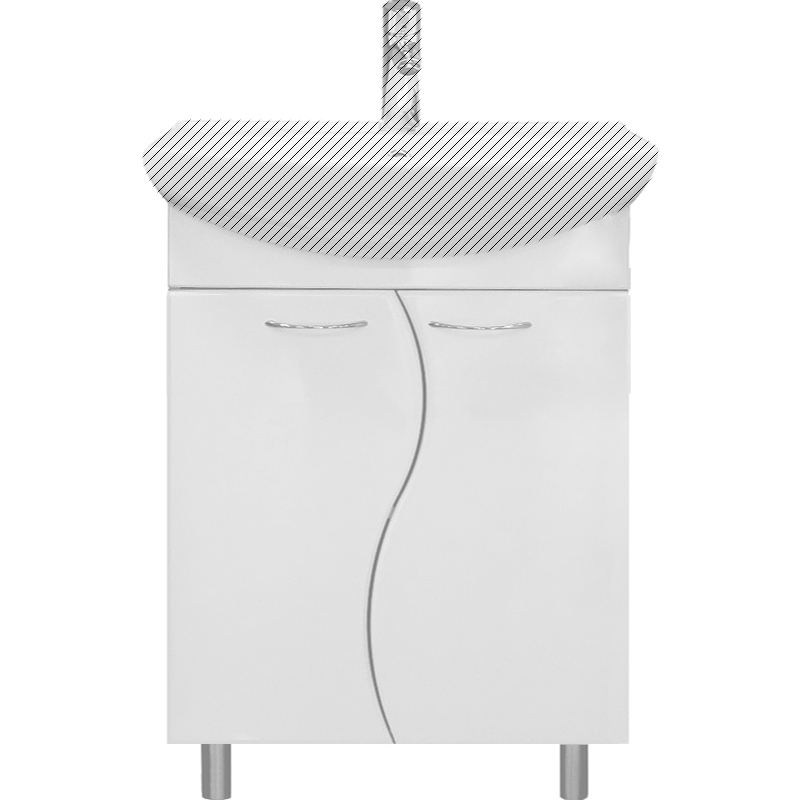 Комплект мебели 2 в 1: Тумба напольная  55 Антик №12 белая с умывальником Вега 55 - изображение №1