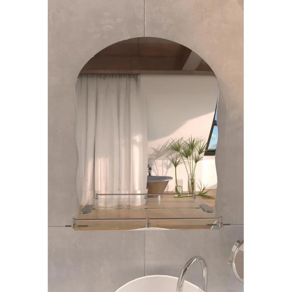 ZERIX MIRRA MRZ02-45x60x10 Зеркало настенное прямоугольное с дугообразным верхом, фигурными боками и - Изображение №1