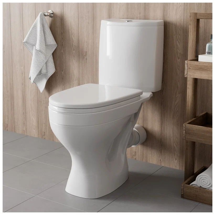 Унитаз-компакт GESSO "Cигма" Home de luxе (косой выпуск, 1 режим, сиденьем ПП и болтами крепления) - Изображение №4