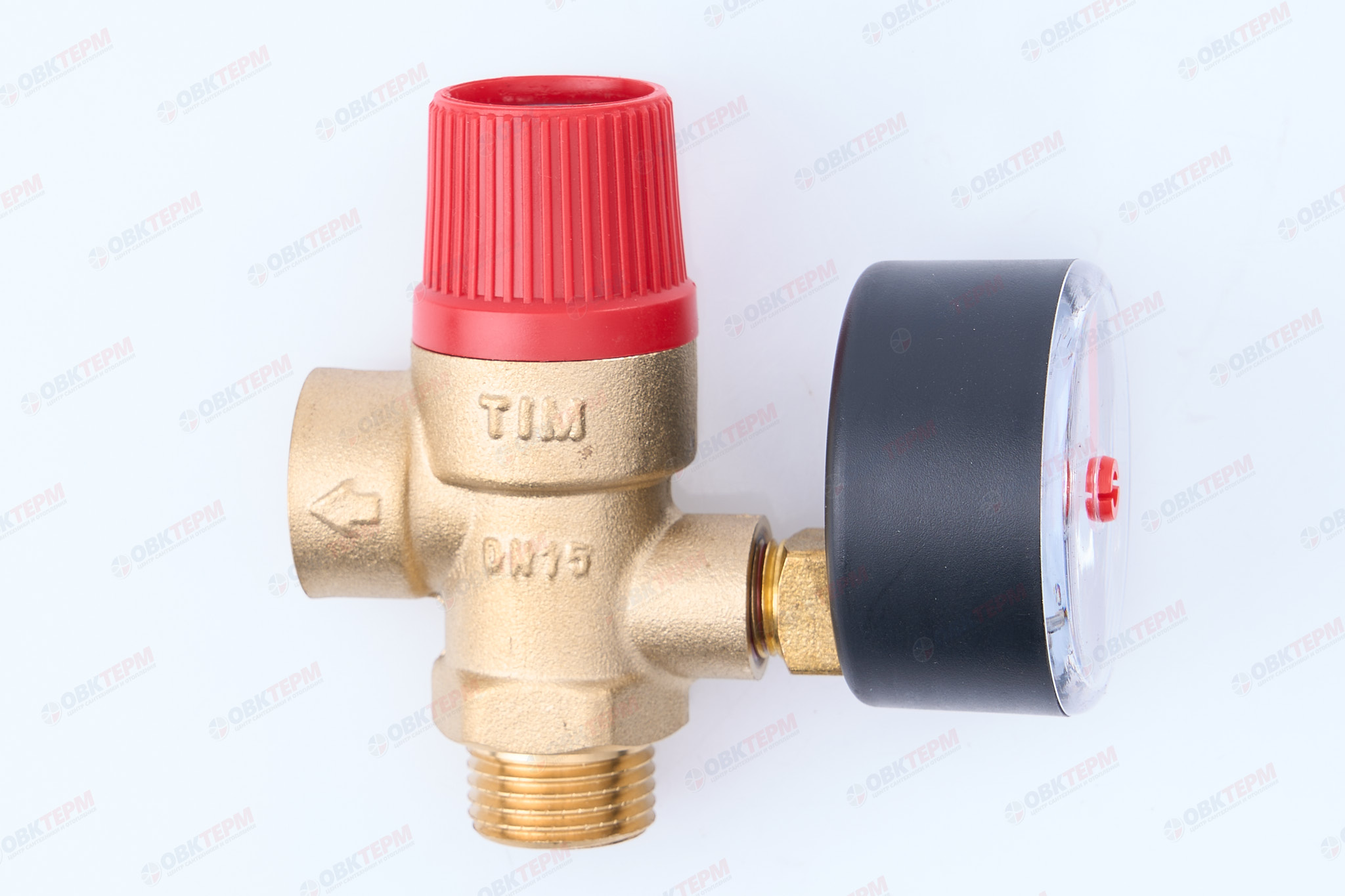 Предохранительный клапан с манометром 1/2"  TIM (3 bar) вн (60шт) - Изображение №1
