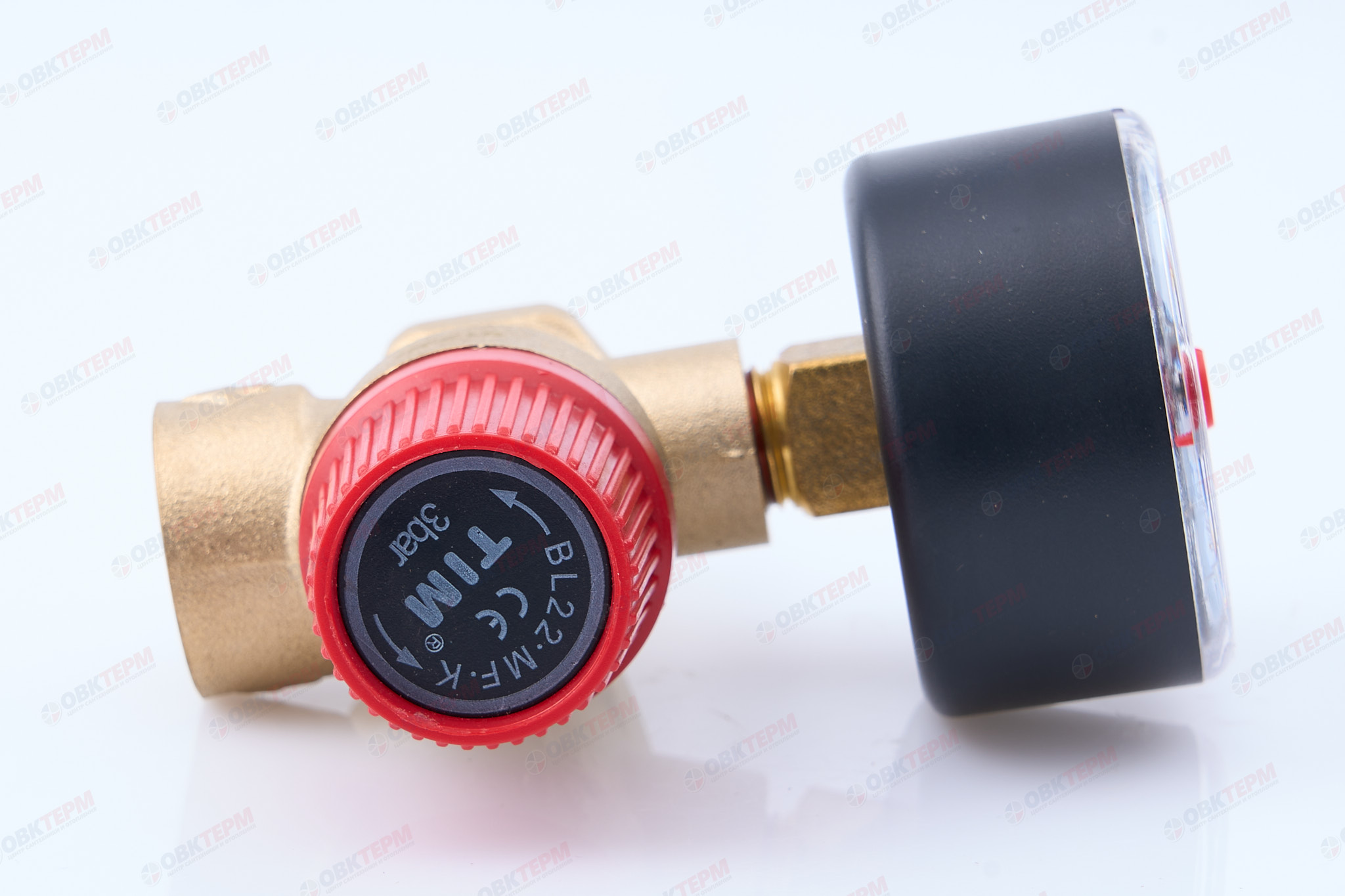Предохранительный клапан с манометром 1/2"  TIM (3 bar) вн (60шт) - Изображение №5
