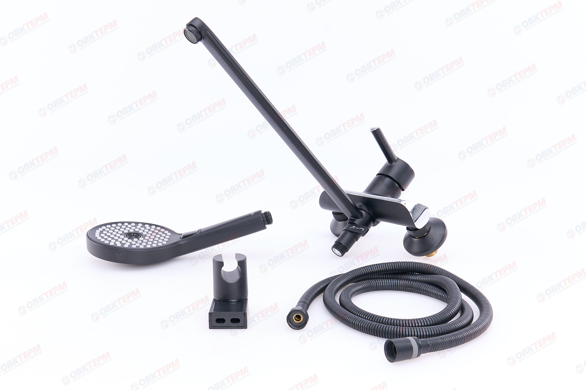 Смеситель д/ванны GAPPO G2203-6 латунь /черный /Ø40мм, излив 350мм, лейка 3 реж - Изображение №4