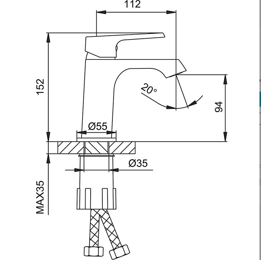 Смеситель д/умывальника FRAР F1071 хром /латунь /Ø35 /гайка (10 шт) - миниатюра №3