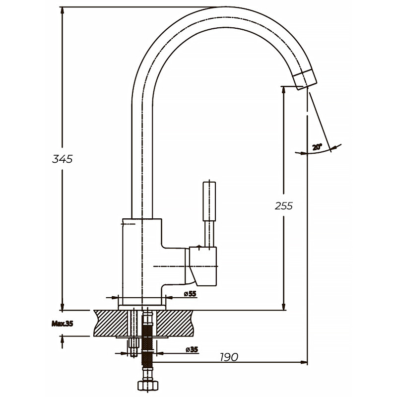 Смеситель д/кухни MIXXUS PREMIUM HANS 011  WHITE Ø35 (8  шт/ящ) - миниатюра №2