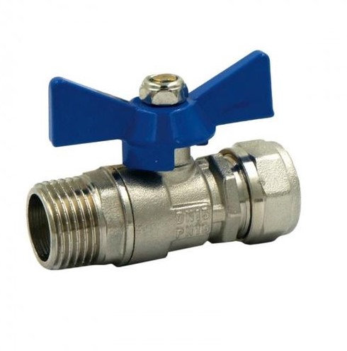 Кран шаровый  TIM  под обжим  16* 1/2"н  бабочка              (25шт/100ящ) - Изображение №1