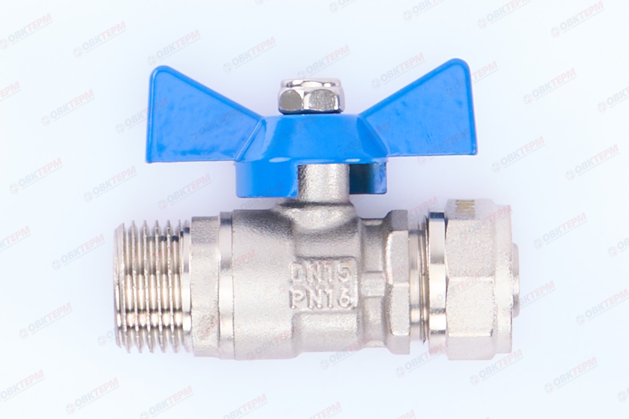 Кран шаровый  TIM  под обжим  16* 1/2"н  бабочка              (25шт/100ящ) - Изображение №1