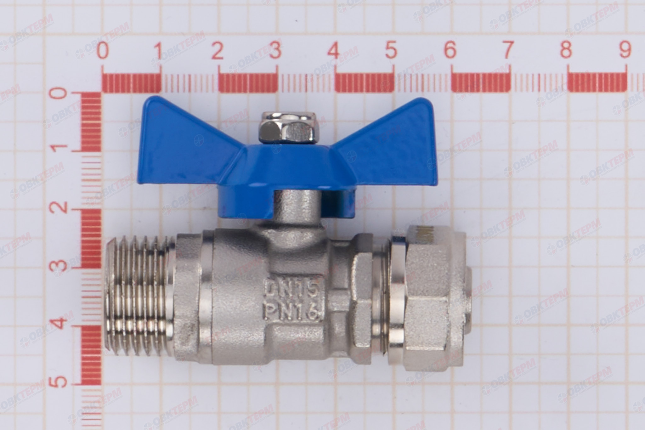 Кран шаровый  TIM  под обжим  16* 1/2"н  бабочка              (25шт/100ящ) - миниатюра №7