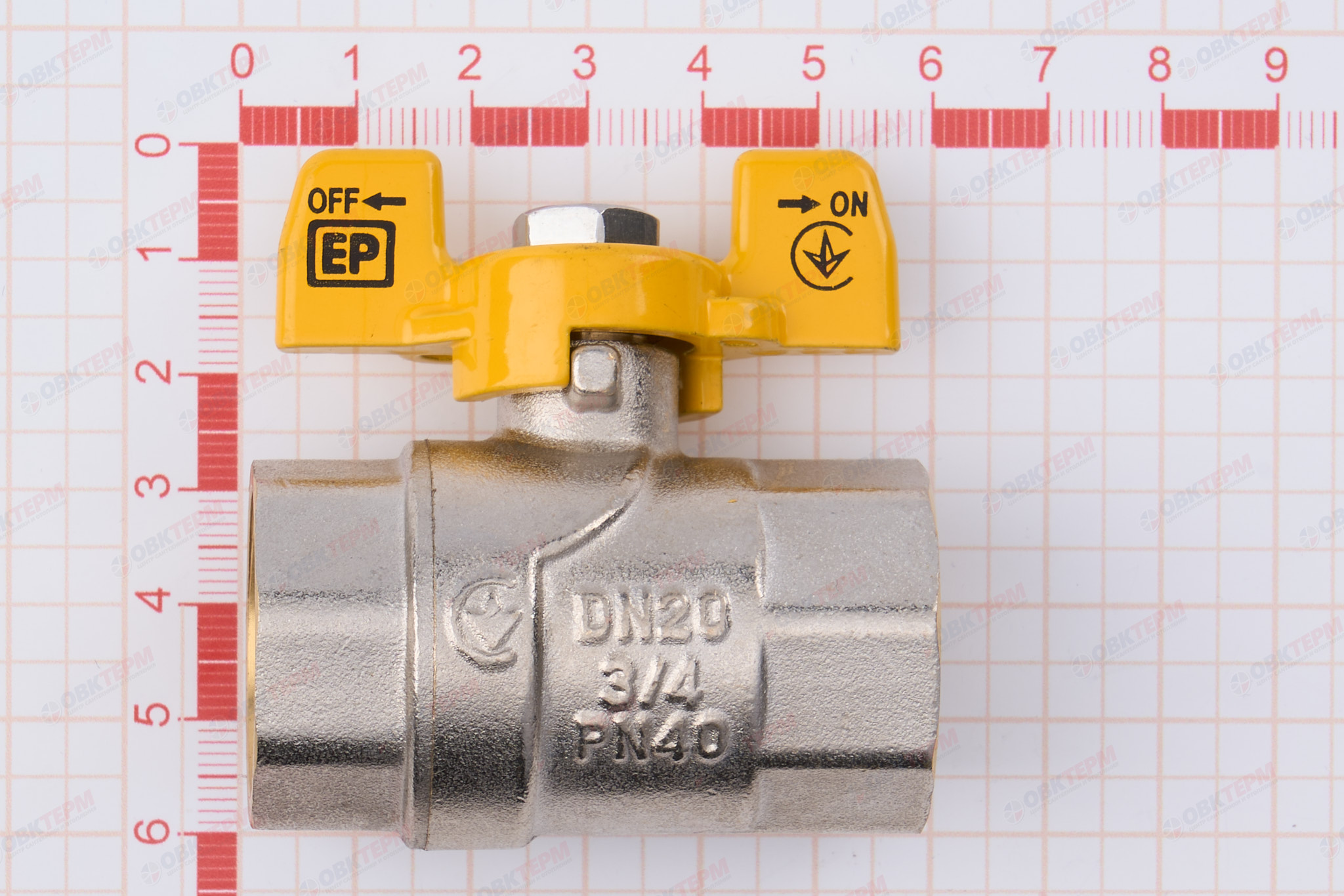 Кран шаровый ГАЗ   EUROPRODUCT     3/4" ВВ   бабочка (80 шт) - миниатюра №6