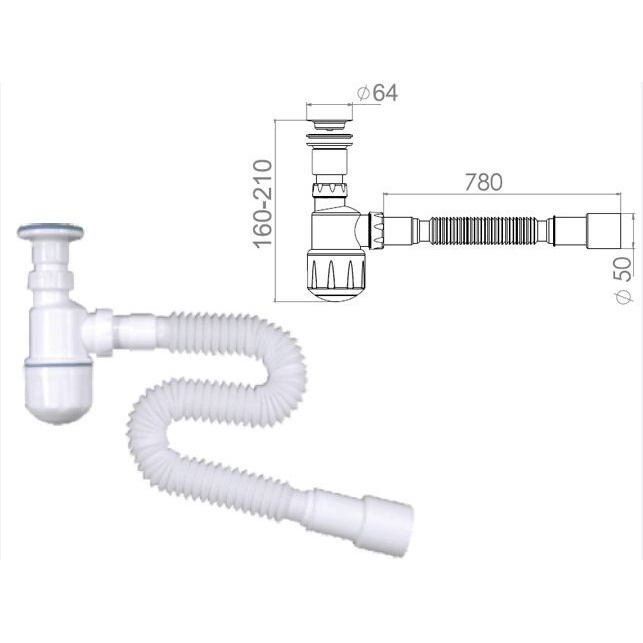 NOVA Сифон для биде, 1055 (1шт/40упак) - Изображение №1