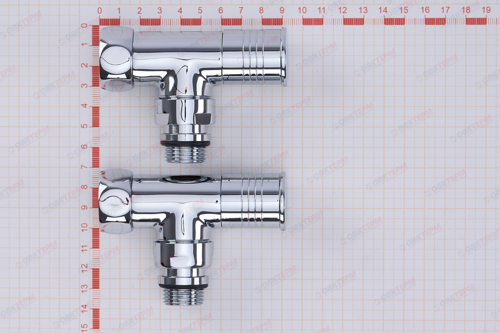 Кран  вентильный  с американкой   TIM  1/2"Н - 3/4"В  хром, угловой, круглый   (1шт/20ящ) - Изображение №5