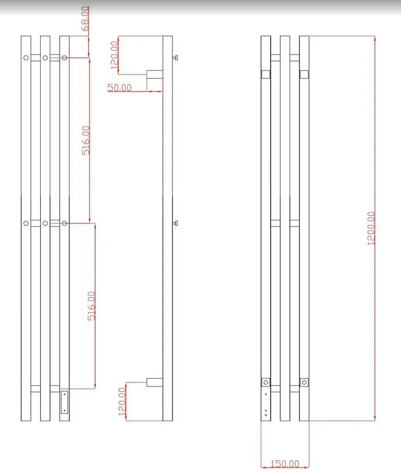 Полотенцесушитель электрический Domamir Papa-K 1200x180 MZ (матовое золото) - Изображение №2