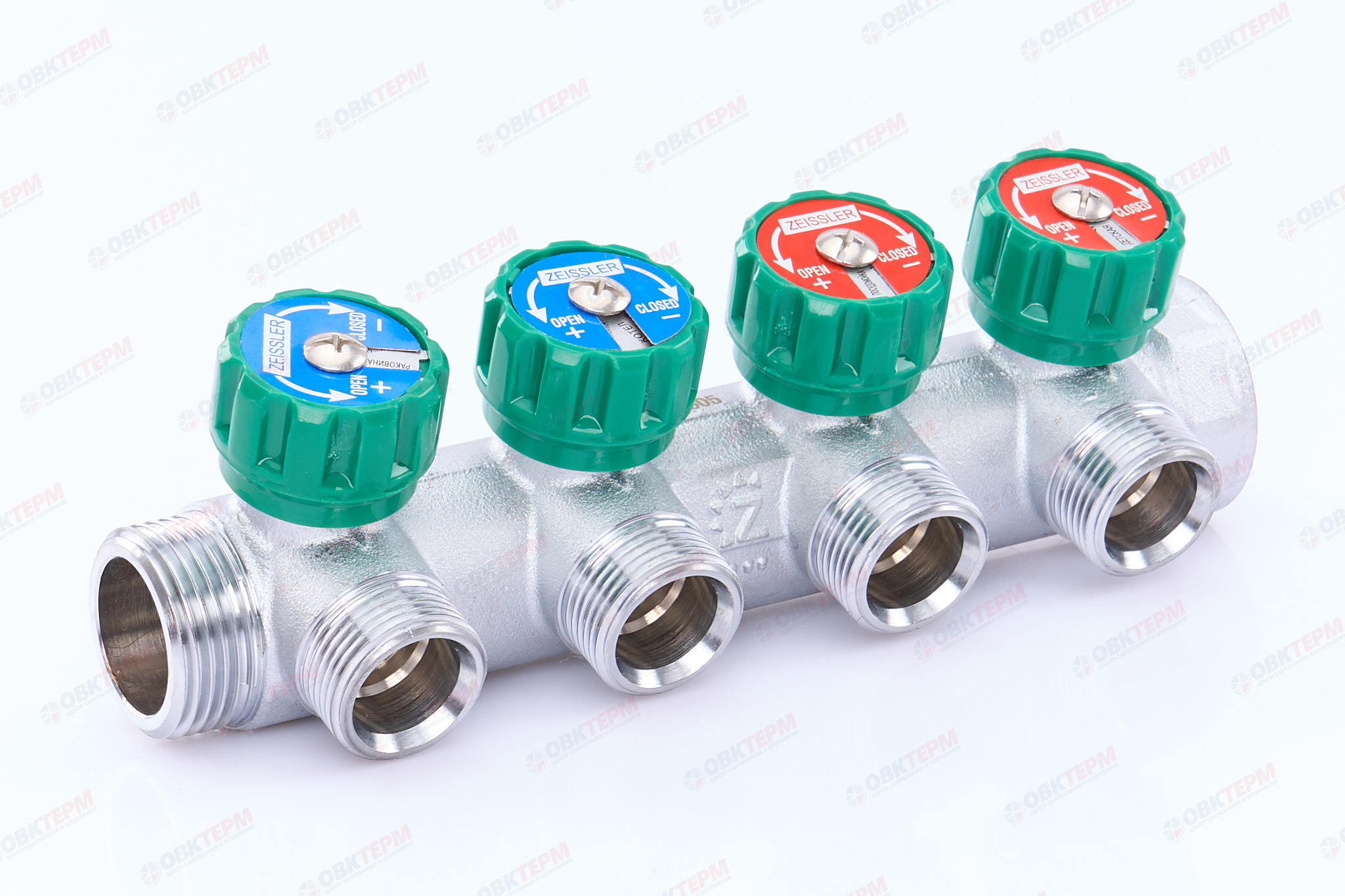 Коллектор регулирующий TIM 1-3/4 (евроконус) 4 выхода (1шт/16ящ) под клиента - Изображение №1