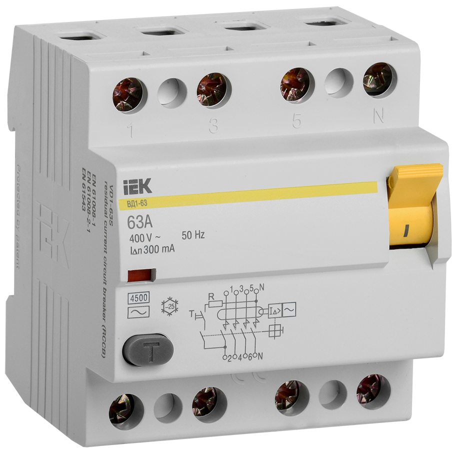УЗО ВД1-63 4P 63A 300мA IEK - Изображение №1