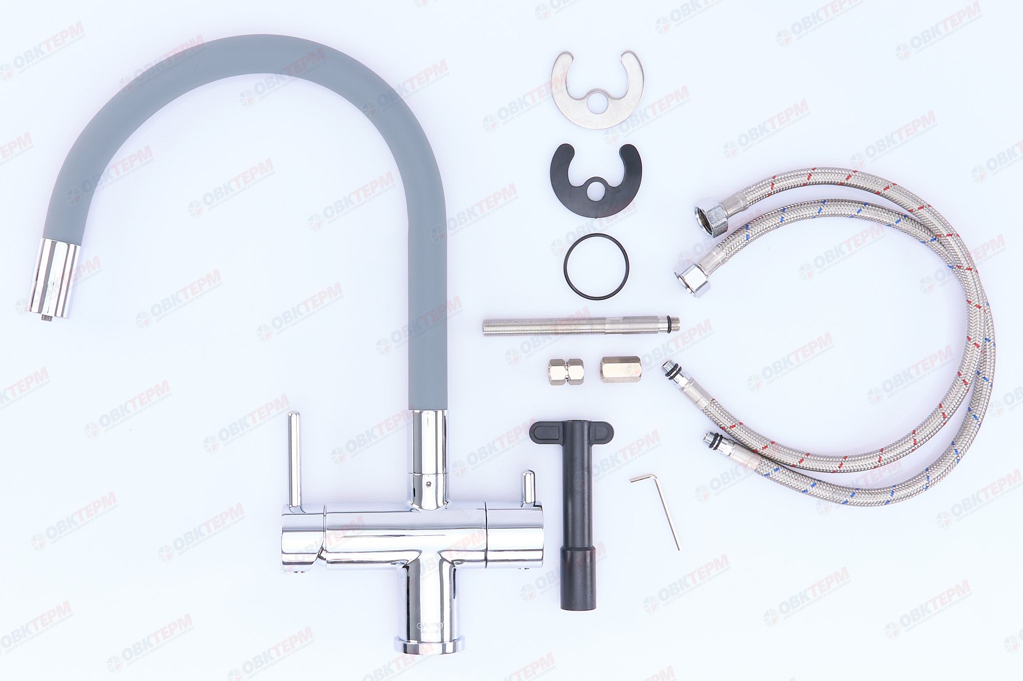 Смеситель д/кухни под ФИЛЬТР GAPPO G4398-30 латунь /хром /гибкий излив /Ø35 /шпилька - Изображение №5