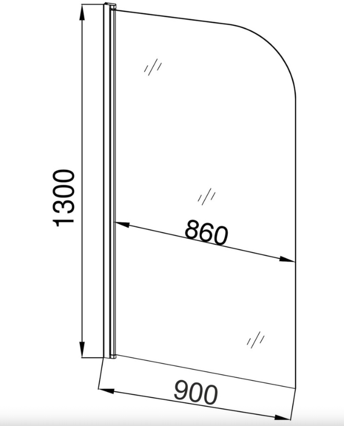 EG5C Душевое ограждение на ванну EvaGold 90*130, профиль хром, прозрачное стекло - Изображение №2
